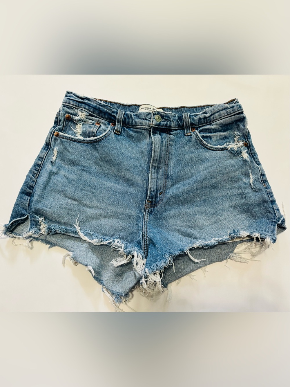 Abercrombie & Fitch Distressed Light Blue Denim Cutoff Shorts